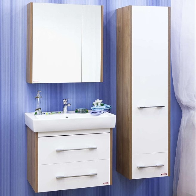 Мебель для ванной комнаты Sanflor Ларго 2 70, подвесная, швейцарский вяз, белая