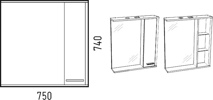 Зеркало Corozo Лорена 75 R лайн, с подсветкой