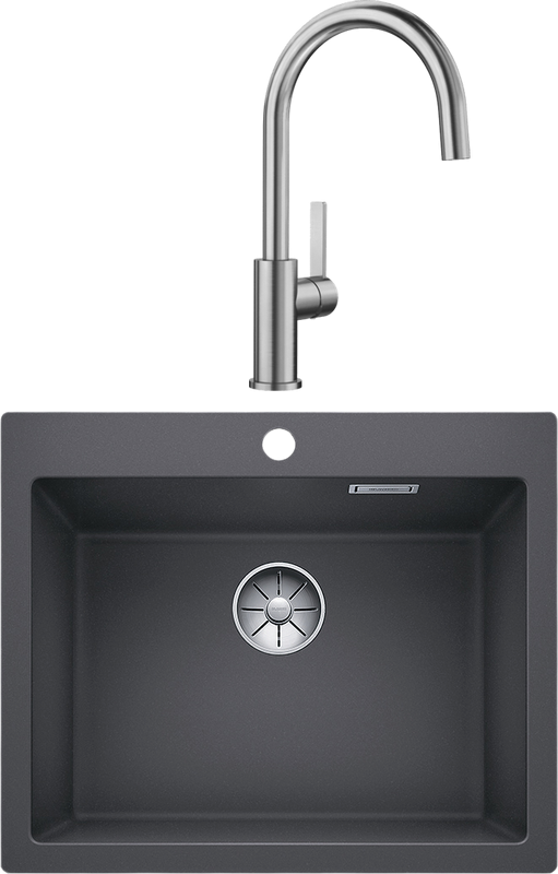 Комплект Мойка Blanco Pleon 6 темная скала + Смеситель Candor 523120