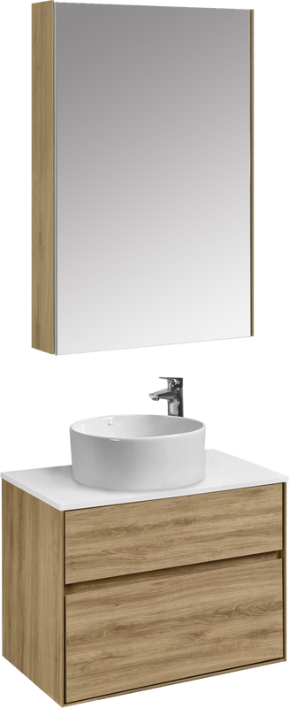 Мебель для ванной комнаты AQUATON Либерти 75 со столешницей белый глянец, раковина Mila 40