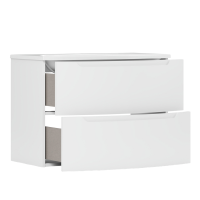 Тумба с раковиной Belux Ганновер 80 подвесная, белая глянцевая, 2 ящика