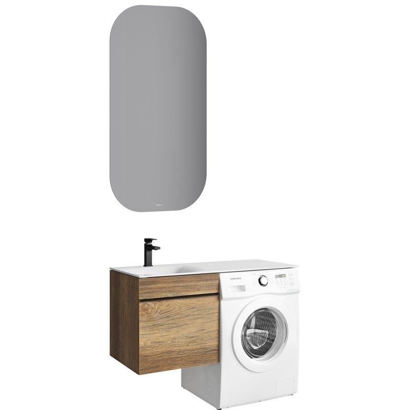 Мебель для ванной комнаты Aqwella Terra 53 L подвесная, под стиральную машину, дуб балтийский