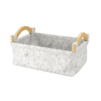 Корзина для белья Wasserkraft Aula WB-110-L серая, прямоугольная, текстиль, дерево