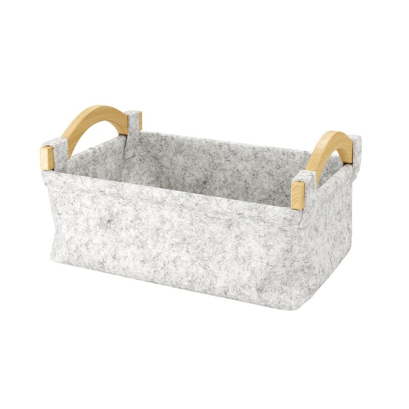 Корзина для белья Wasserkraft Aula WB-110-L серая, прямоугольная, текстиль, дерево