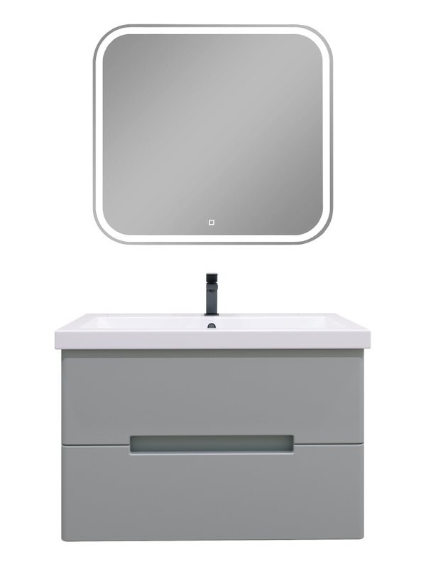 Мебель для ванной комнаты SanStar Ориана 80 подвесная, серая, раковина Cersanit Como 80