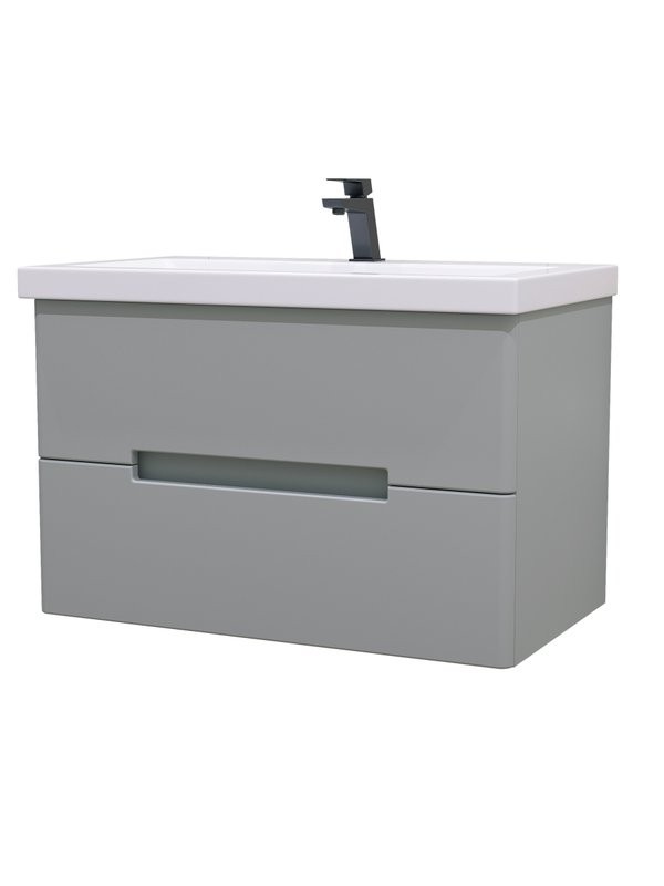 Мебель для ванной комнаты SanStar Ориана 80 подвесная, серая, раковина Cersanit Como 80