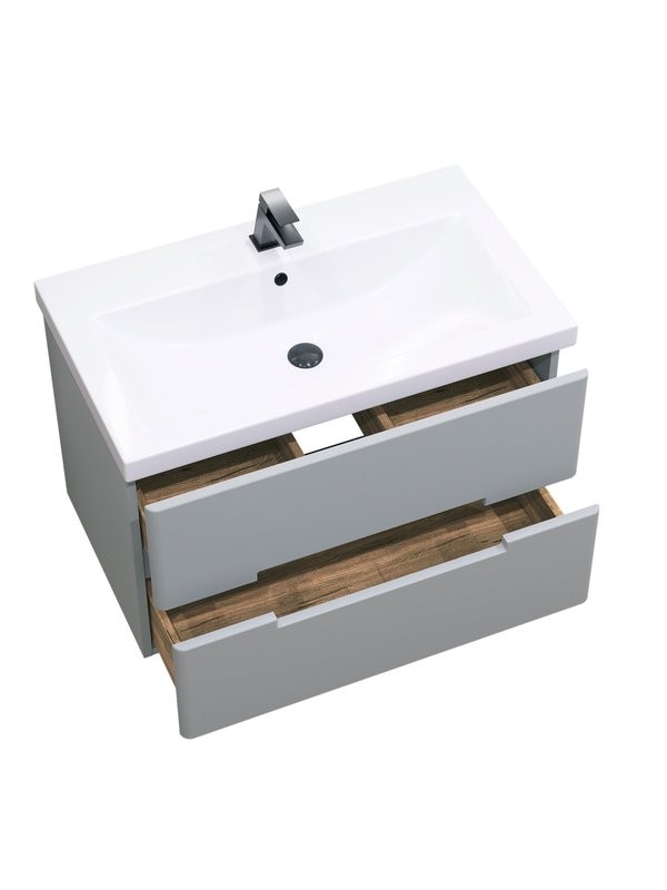 Мебель для ванной комнаты SanStar Ориана 80 подвесная, серая, раковина Cersanit Como 80