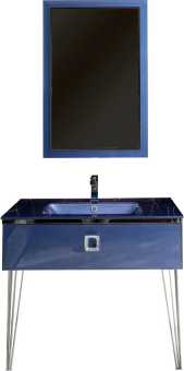 Мебель для ванной Armadi Art Lucido 100, насыщенный синий, раковина 852-100-BL, ножки хром