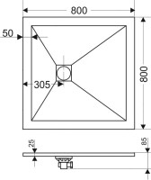 Поддон для душа RGW Stone Tray ST-0088W 80х80 с сифоном