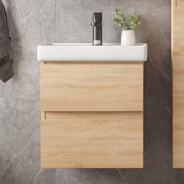 Тумба с раковиной SanStar Тоскана 50 дуб сонома светлый, раковина Универсал Енисей 50