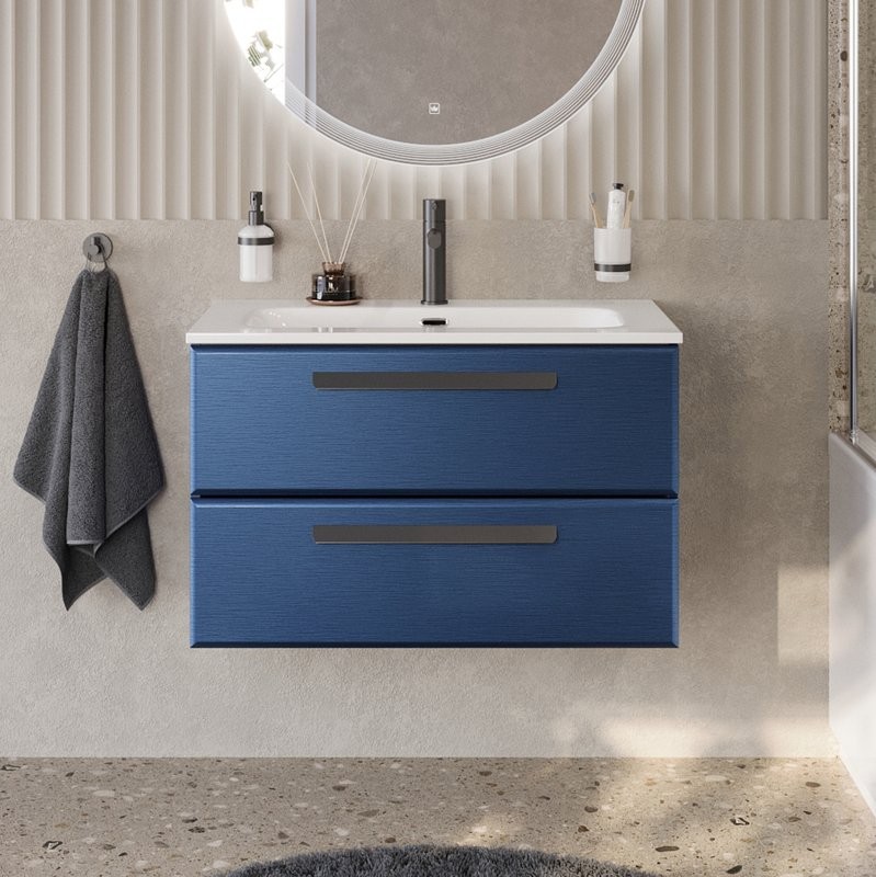 Тумба под раковину без столешницы Cezares Eco Cer-N 80 sapfiro, ручки матовые черные