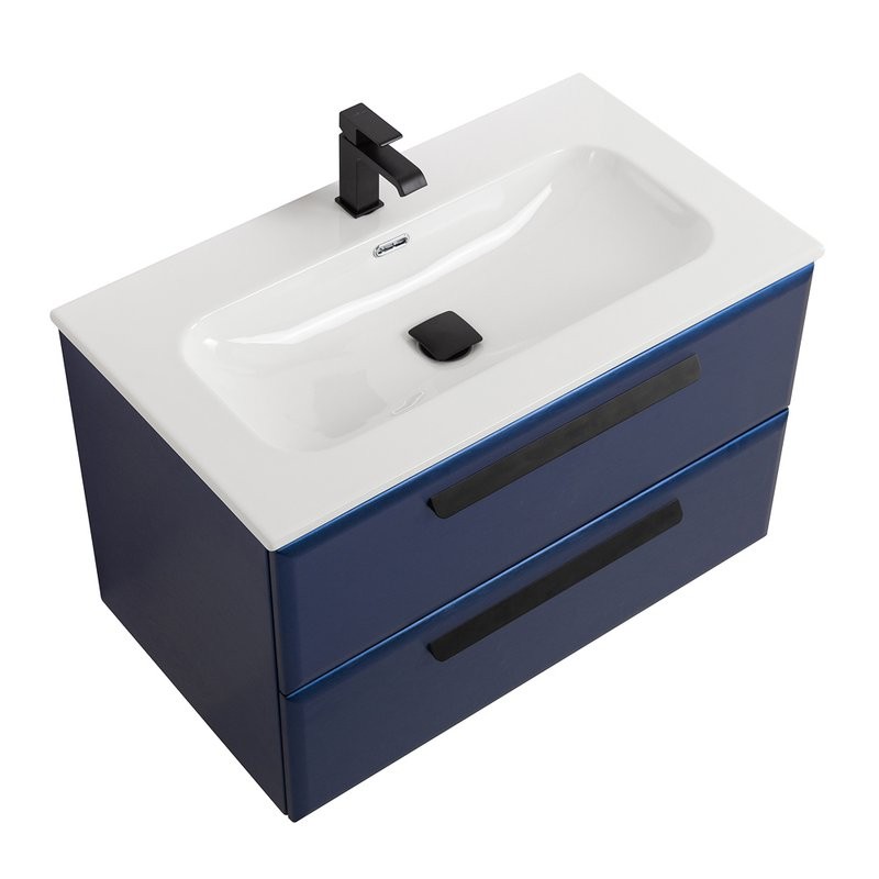 Тумба под раковину без столешницы Cezares Eco Cer-N 80 sapfiro, ручки матовые черные