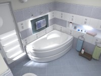 Акриловая ванна Bas Сагра R 160x100 см, угловая, правая, пристенная, белая, асимметричная, с каркасом, с сиденьем
