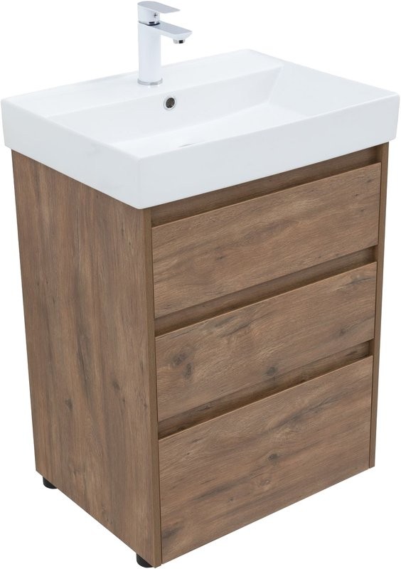 Мебель для ванной комнаты Aquanet Nova Lite 60 напольная, дуб рустикальный, 3 ящика