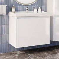 Тумба с раковиной ASB-Mebel Бьянка 80 шиншилла серая, глянцевая белая