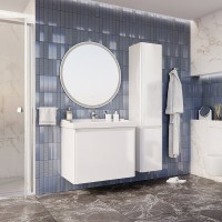 Тумба с раковиной ASB-Mebel Бьянка 80 шиншилла серая, глянцевая белая