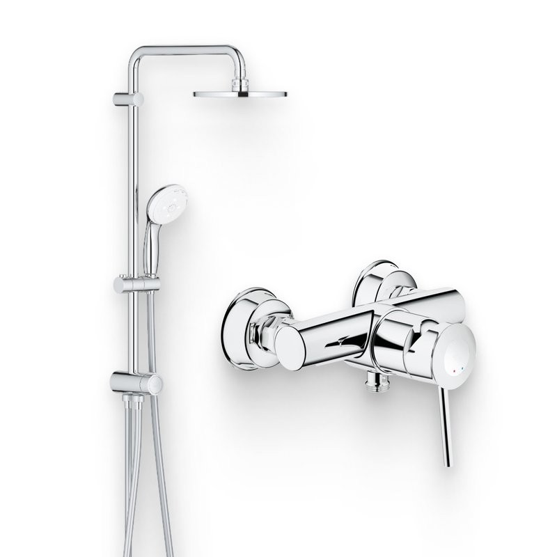 Душевой комплект Смеситель для душа Grohe BauClassic 32867000 + Стойка New Tempesta 27389002