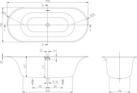 Акриловая ванна Villeroy & Boch Cetus UBQ175CEU7V-01 175x75 см, встраиваемая, цвет альпийский белый, овальная, на ножках