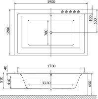 Акриловая ванна Excellent Crown Lux 190x120 см, пристенная, белая, с каркасом, для двоих