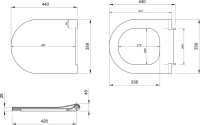 Комплект Унитаз подвесной BOCCHI V-Tondo Rimless 1417-001-0129 белый глянцевый + Крышка A0336-001 с микролифтом, глянцевая белая + Инсталляция VitrA V-Fix Core 732-5800-01PV + Кнопка Root Square 740-2395 никель