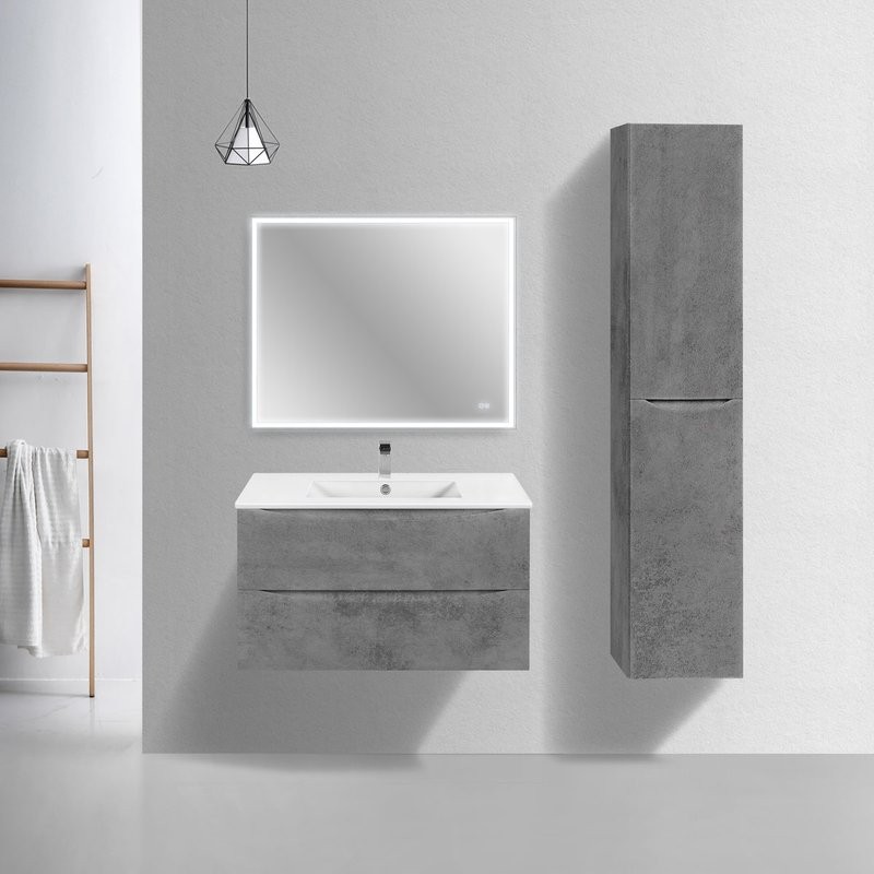 Тумба с раковиной Vincea Mia Slim 90, 2 ящика, бетон