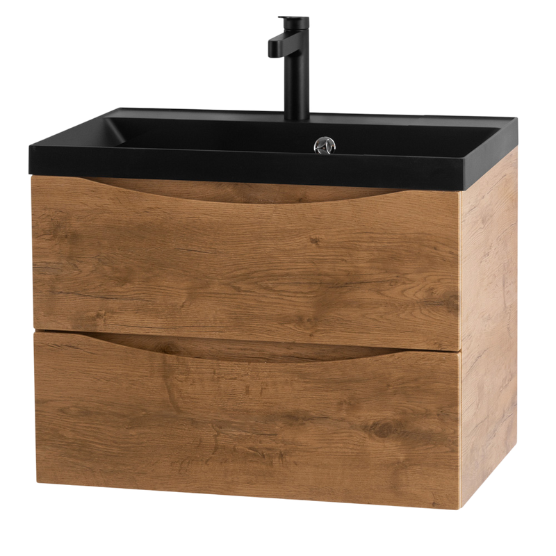 Тумба с раковиной BelBagno Marino 70 подвесная, rovere nature, черная раковина