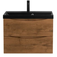 Тумба с раковиной BelBagno Marino 70 подвесная, rovere nature, черная раковина