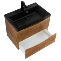 Тумба с раковиной BelBagno Marino 70 подвесная, rovere nature, черная раковина