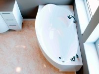 Ванна из искусственного камня Фэма Аделина R 170x105 см, угловая, правая, пристенная, белая, асимметричная, на ножках, с сиденьем