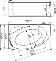 Ванна из искусственного камня Фэма Аделина R 170x105 см, угловая, правая, пристенная, белая, асимметричная, на ножках, с сиденьем