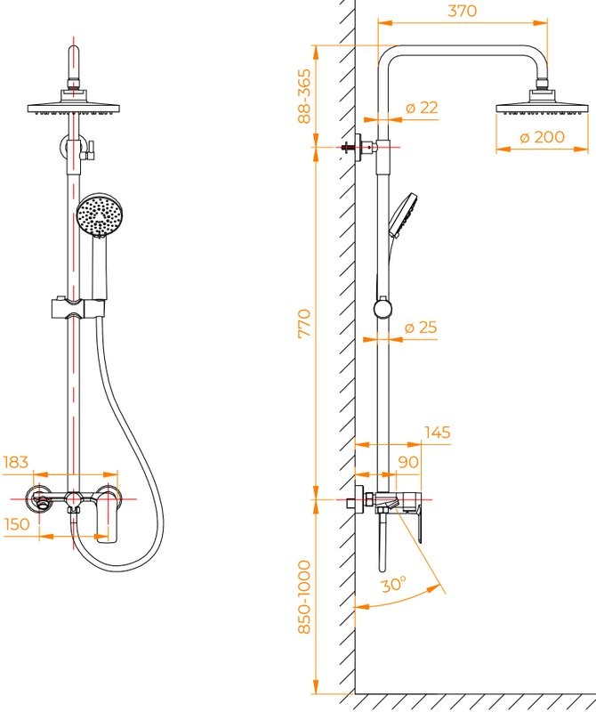 Душевая стойка RGW Shower Panels SP-26B матовый черный