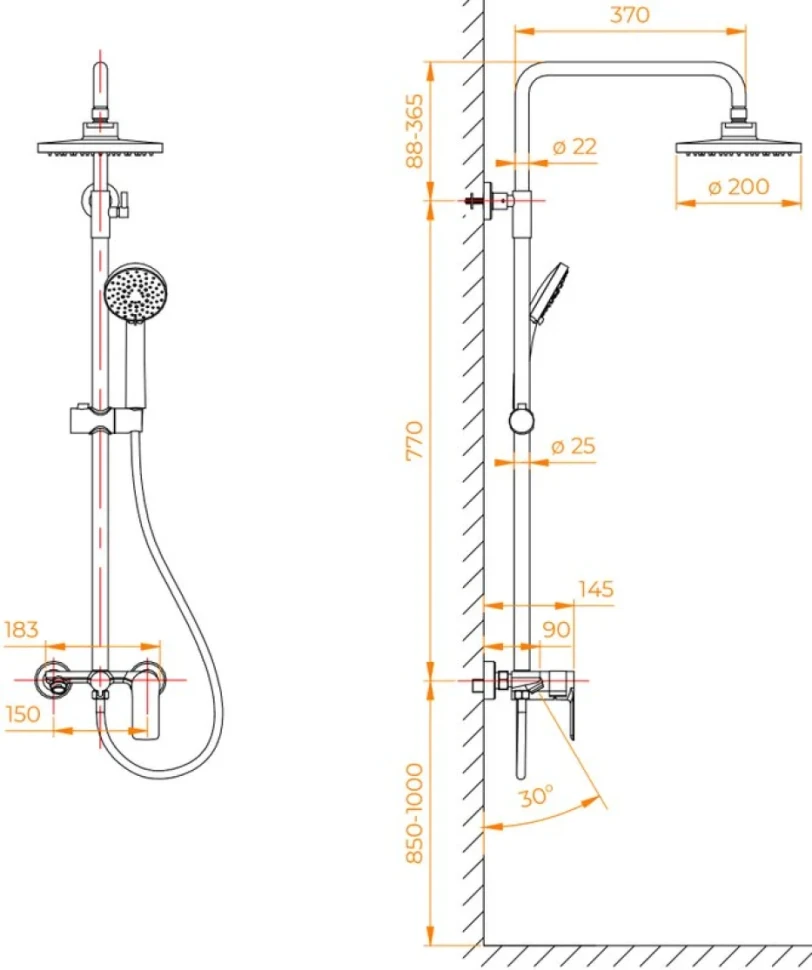 Душевая стойка RGW Shower Panels SP-26B матовый черный