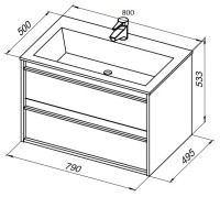 Мебель для ванной комнаты Aquanet Lino 80 белый матовый