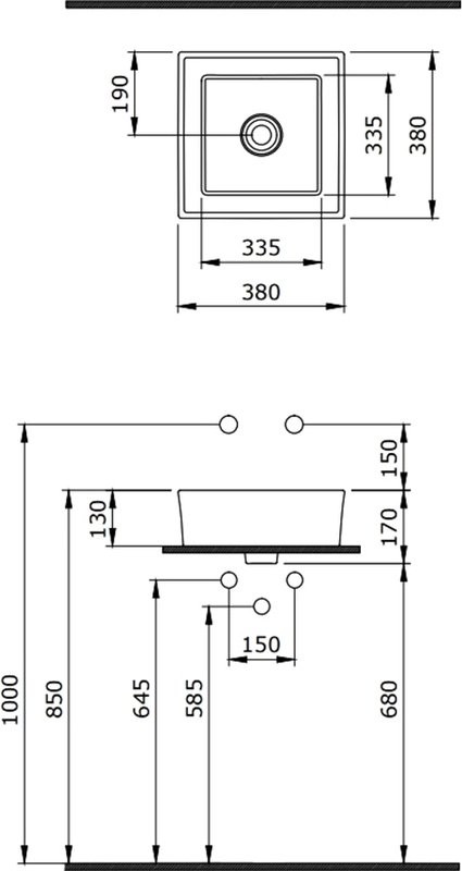 Накладная раковина Berges Mascon 38x38, глянцевая белая