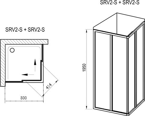 Душевой уголок Ravak Supernova SRV2-80 195 S Transparent, профиль белый