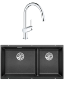 Комплект Мойка Blanco Subline 480/320-U антрацит + Смеситель Grohe Minta 3291800E хром