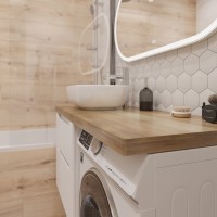 Мебель для ванной комнаты STWORKI Берген 60 белая со светлой столешницей 122, раковина Moduo 50 Square, R
