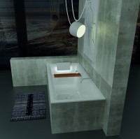 Акриловая ванна Riho Still Square 180x80 см, встраиваемая, белая, с каркасом, со сливом-переливом, подголовник слева