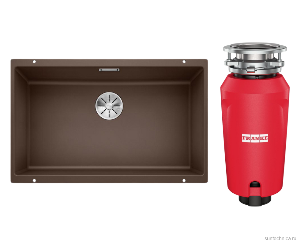 Комплект Мойка Blanco Subline 700-U кофе + Измельчитель Franke