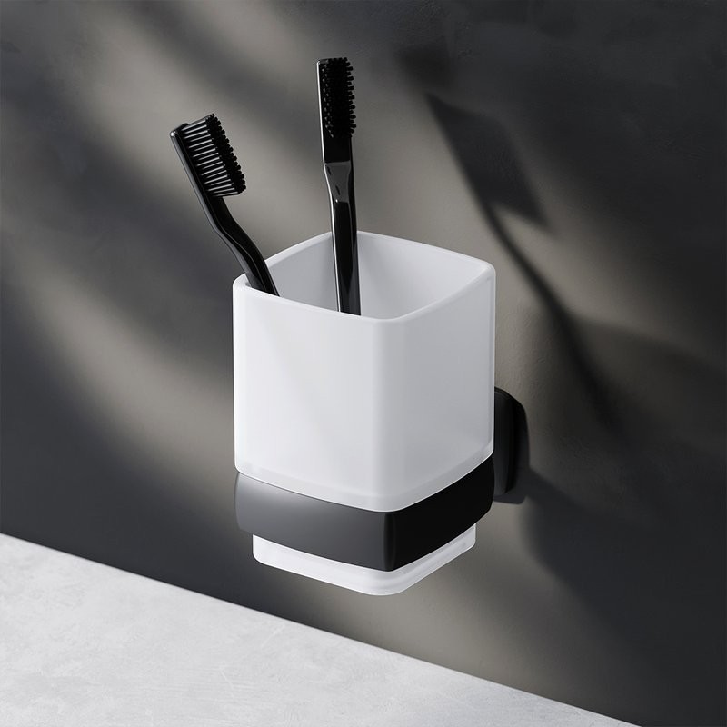 Стакан для ванной AM.PM Gem A9034322 настенный, черный, стеклянный