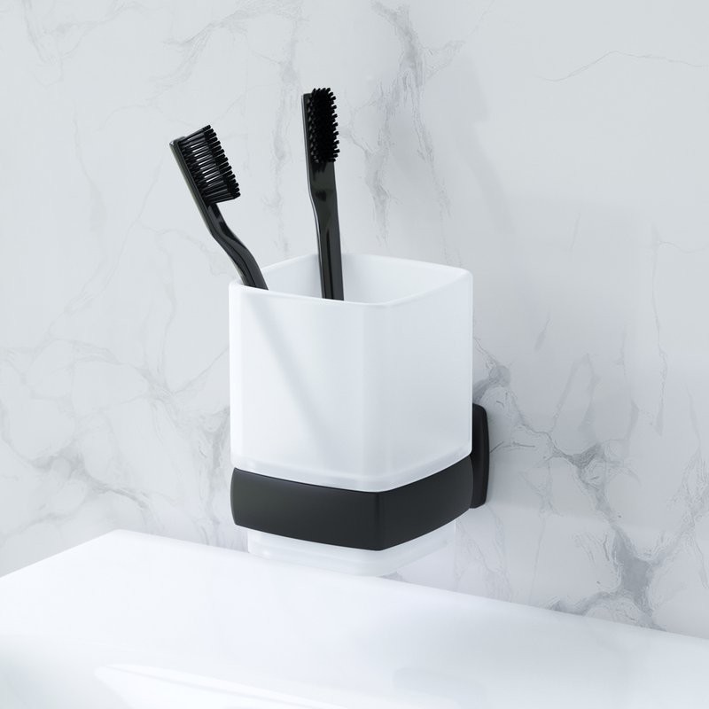 Стакан для ванной AM.PM Gem A9034322 настенный, черный, стеклянный