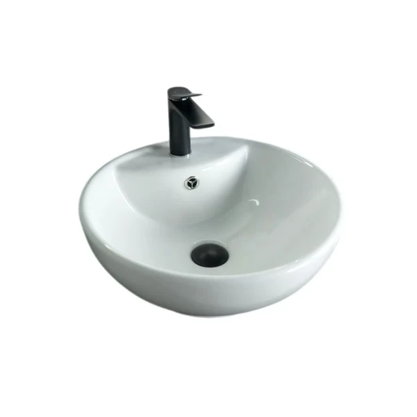 Накладная раковина GID Esfera N9001 45 глянцевая белая, круглая, фаянс, с 1 отверстием под смеситель