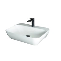 Накладная раковина GID Geometrico N9047 55 глянцевая белая, прямоугольная, фаянс, с 1 отверстием под смеситель