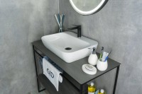 Накладная раковина GID Geometrico N9047 55 глянцевая белая, прямоугольная, фаянс, с 1 отверстием под смеситель