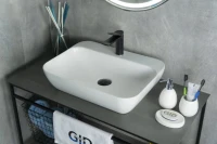 Накладная раковина GID Geometrico N9047 55 глянцевая белая, прямоугольная, фаянс, с 1 отверстием под смеситель