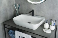 Накладная раковина GID Geometrico N9047 55 глянцевая белая, прямоугольная, фаянс, с 1 отверстием под смеситель