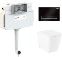 Комплект Lavinia Boho Унитаз приставной Aveo Rimless 3306404R + Крышка-сиденье Aveo 33290600 с микролифтом + Бачок скрытого монтажа RelFix 38020010 + Кнопка RelFix 380501MB