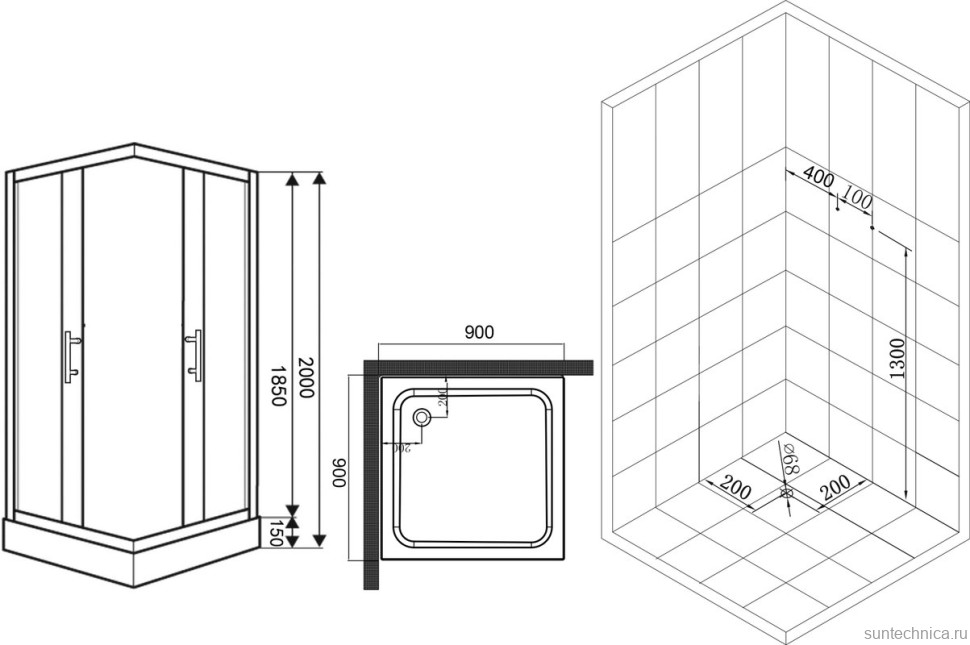 Душевой уголок Esbano ESR-8034 100х100 см, профиль хром