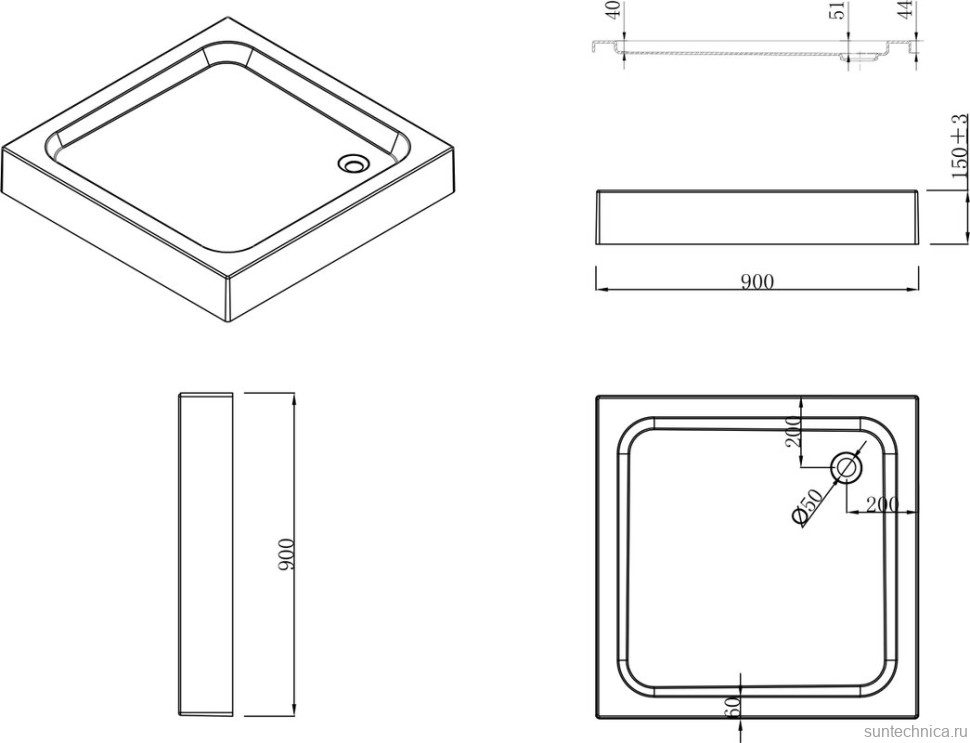 Душевой уголок Esbano ESR-8034 100х100 см, профиль хром