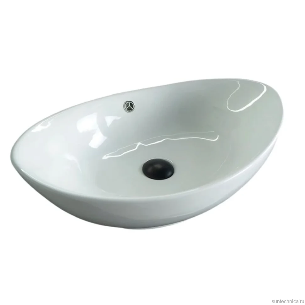 Накладная раковина GID Lago N9019 60 глянцевая белая, овальная, фаянс